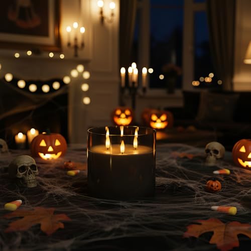 Grey Large Glass Flameless LED Candle
