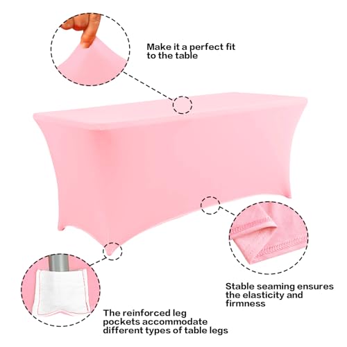 4FT Table Cloth for Rectangular Spandex Light Pink Table Cover