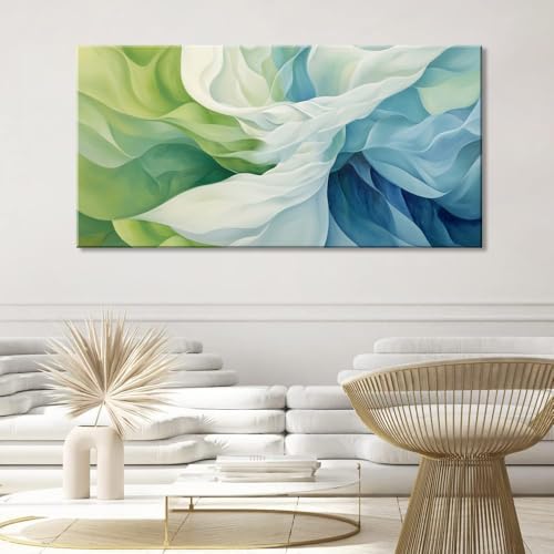 Abstract Lines Wall Art for Living Room Canvas Prints Aqua Turquoise Blue Green Artwork Paintings Decor Bedroom Office Girl Woman