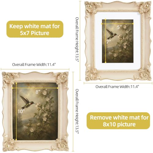 8x10 Vintage Picture Frame with Embossed Flower Design