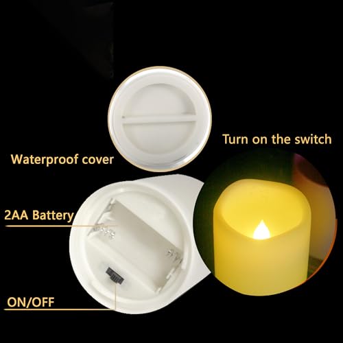 Outdoor Battery Operated Flameless Candles with Timer D3”xH3” White 2 PCS (2 Count)