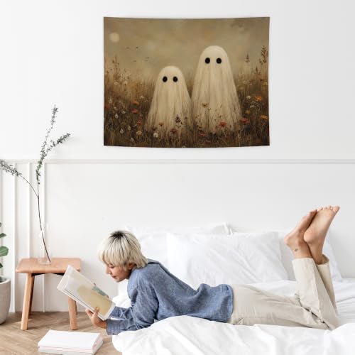 Fall Halloween Wildflower Ghost Tapestry 50x60 Inches