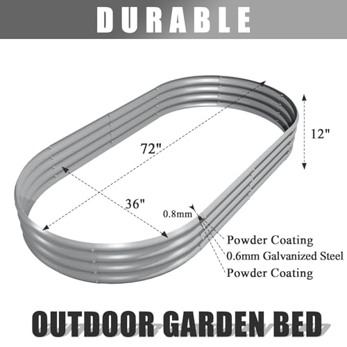 4 Pack 6x3x1FT Galvanized Raised Garden Bed Large Metal Planter Box Kit Elevated Raised Garden Planters for Outdoor Plants (4 Count)