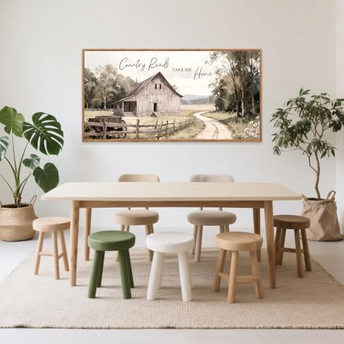 Farmhouse Country Old Barn Framed Canvas Wall Art 40x20 Inch
