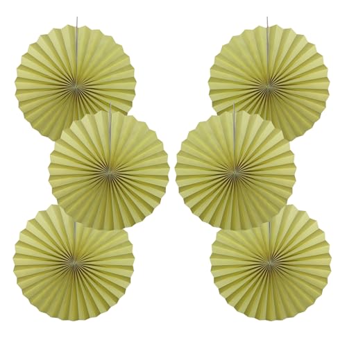 Yellow Party Decorations Light Yellow Round Paper Fan 16inch DIY