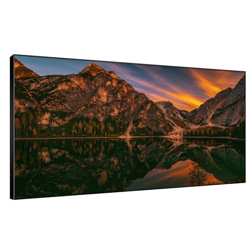 36"x72" Extra Large Framed Wall Art Majestic Mountain Landscape Reflected in Lake at Sunset for Home Living Room Bedroom Decor