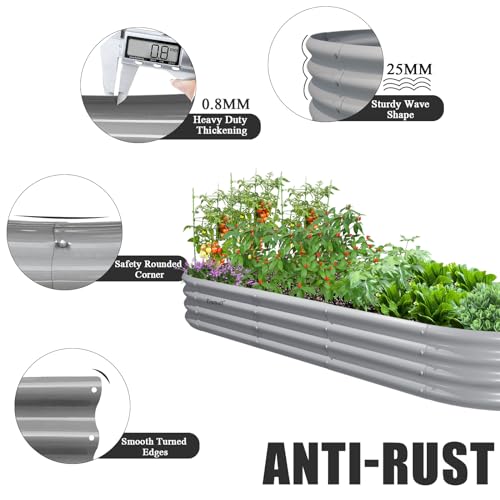 2 Pack 8x3x1FT Galvanized Raised Garden Bed Large Metal Planter Box Kit Elevated Raised Garden Planters for Outdoor Plants