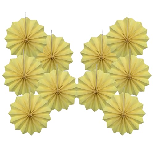 Yellow Birthday Decorations Light Yellow Hanging Round Paper Fans Set 8inch (30 Count)