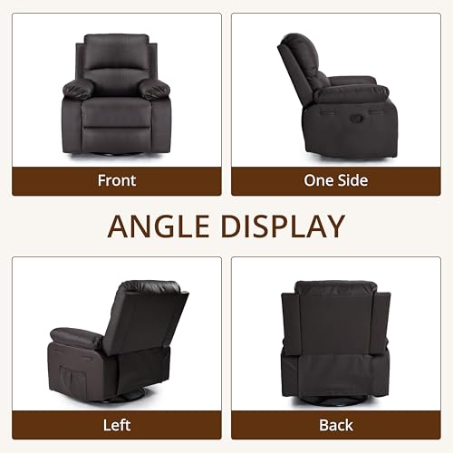 360° Swivel Rocking Leather Recliner Chair for Adults