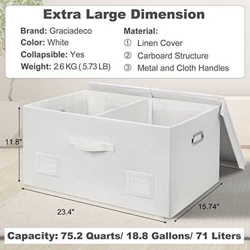 75 Quarts Extra Large Decorative Storage Bins with Lids