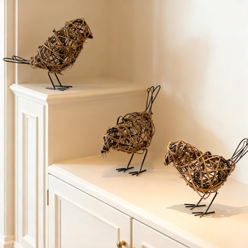 Rattan Bird Statues (3 Count)
