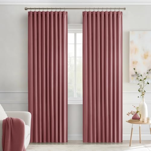 Dusty Rose Back Tab Blackout Curtains 52x84 Inch Length 2 Panels Set (2 Count)