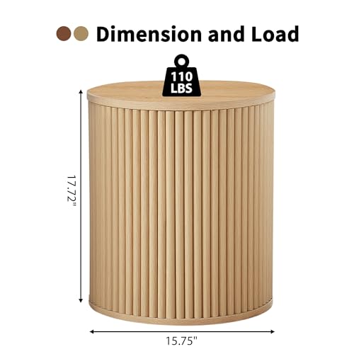 Small Round Side Table Fluted Night Stand Set of 2 (2 Count)