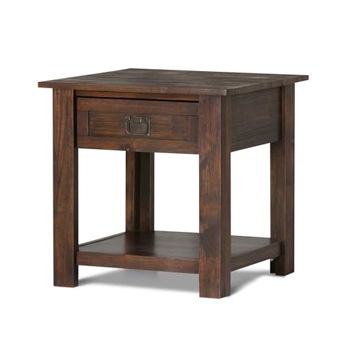 Monroe 22" Wide Solid Wood End Table in Charcoal Brown