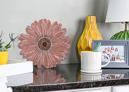 NAT & Jules Gerbera Daisy Flower Shaped Dimensional Indoor Outdoor 12 inch Cast Resin Decorative Garden Stepping Stone