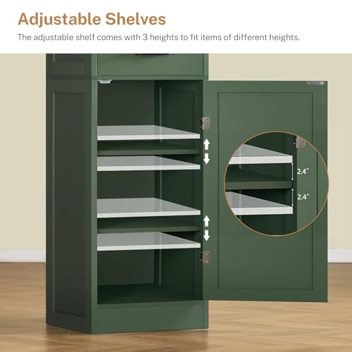 Tall Storage Cabinet with Door Shelves & Drawer