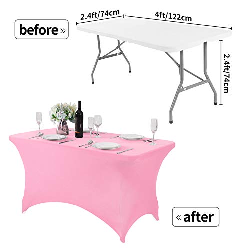 2Pack Spandex Table Cover for 4FT or 6ft or 9ft Table Universal Fitted Stretch Tablecloth for Party (2 Count)