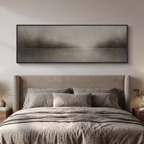 Large Framed Moody Abstract Landscape Wall Art for Living Room