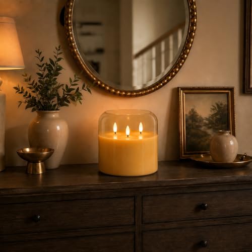 Amber Large Glass Flameless LED Candle