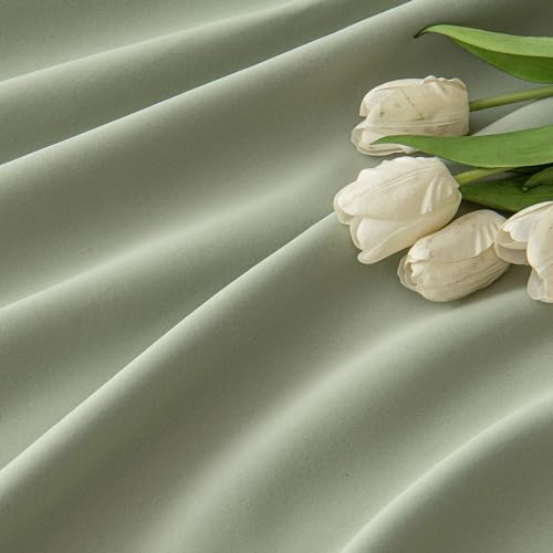 Sage Green Back Tab Blackout Curtains 66x96 Inch Length 2 Panels Set (2 Count)