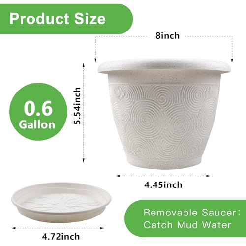 8 Inch Flower Pots Planters for Indoor Outdoor Plants