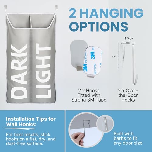 Hanging Laundry Hamper Bag XL 40x22"
