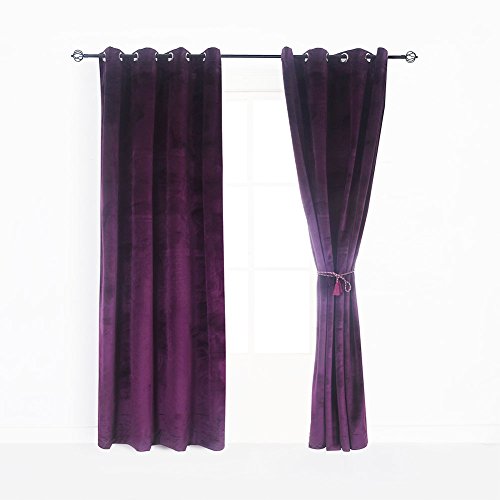 Set of 2 Heavy Velvet Flannel Blackout Window Curtains Drapes with Top Grommet Draperies Eyelet 52 Inches Wide by 120 Inches Long (2 Count)