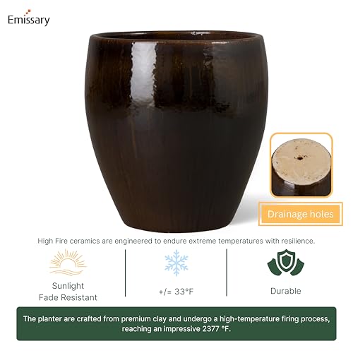 18.5in. L x 19in. H Java Stoneware Round Planter with High