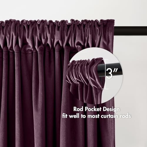 Purple Orchid Blackout Velvet Curtains Drapes 84 Inch Long 52"x84" (2 Count)