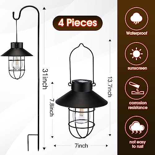 4 Pack 31 in Hanging Solar Light Outdoor with Shepherd Hook (4 Count)