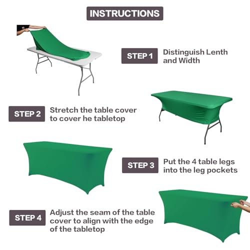 6FT Table Cloth for Rectangular Spandex Emerald Green Table Cover