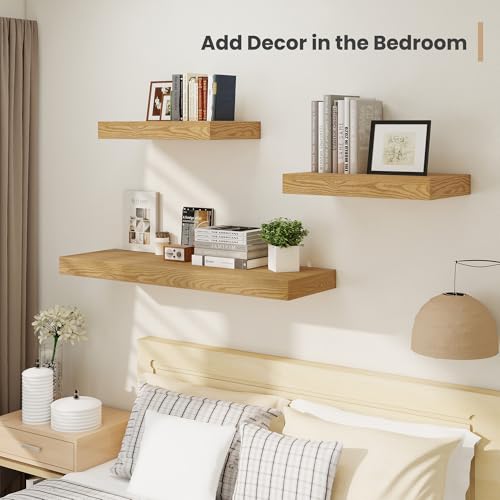 36 x 12 Deep Floating Shelves Wall Mounted Set of 2 Oak (2 Count)