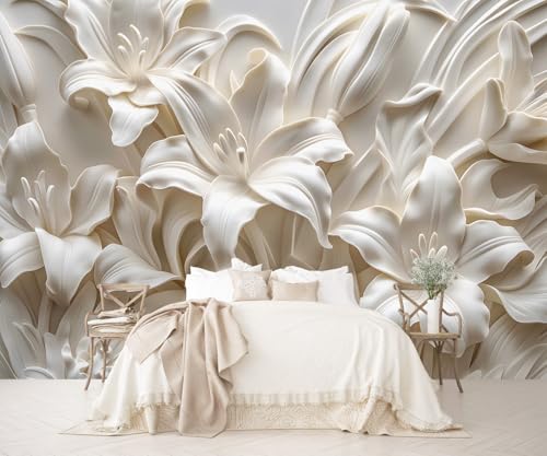 3D Beige Flower Peel and Stick Wallpaper Walls Mural for Bedroom