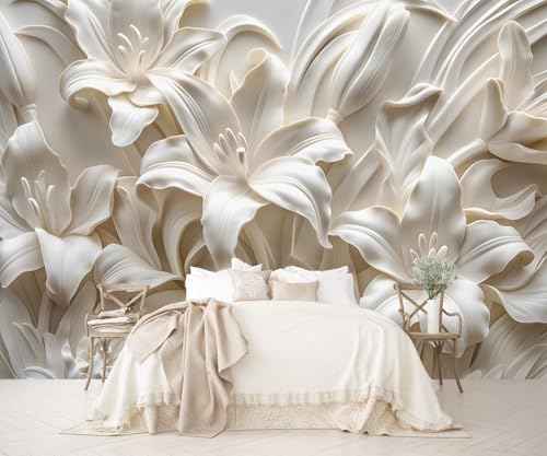 3D Beige Flower Peel and Stick Wallpaper Walls Mural for Bedroom