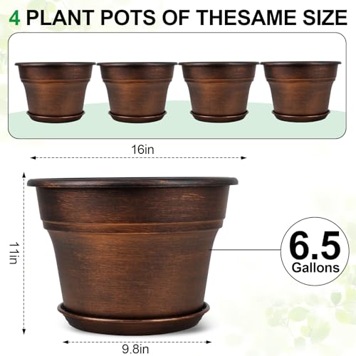Plant Planters Pots Set of 4 Pack 16 Inch (4 Count)