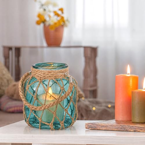 2 Set Nautical Lanterns Rope Handle (2 Count)