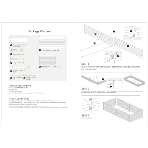 6x2x2FT Beige Metal Raised Garden Bed Kit