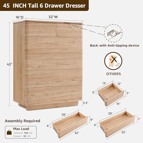 6 Drawer Dresser for Bedroom