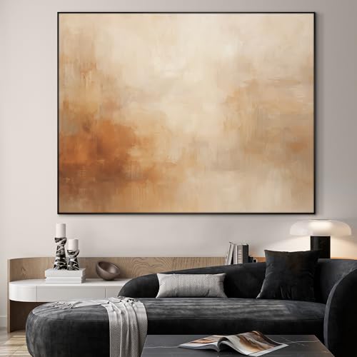46"x60" Extra Large Framed Wall Art Beige Abstract Minimalist Neutral Illustration for Home Living Room Bedroom Decor