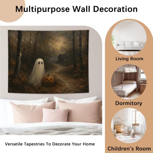 Fall Halloween Ghost Pumpkin Tapestry 50x60 Inches