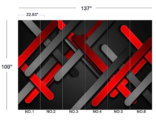 Red Black Metal 3D wall Mural Wallpaper for Bedroom 137" x 100" (95.12 Sq Ft)