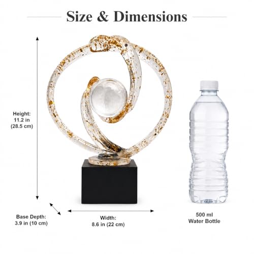 Modern Clear Gold Abstract Sculpture Decor