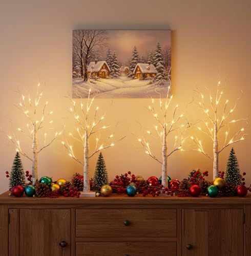 Home Decorations Light Up White Birch Tree Indoor Christmas Decor
