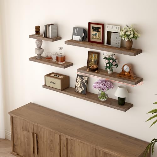 30 inch Walnut Floating Shelves for Wall Set of 2 (2 Count)