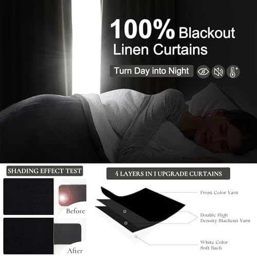 Long Black Blackout Boho Curtains (2 Count)