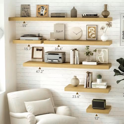 12 Inch Deep Floating Shelves 55 inch Long (2 Count)