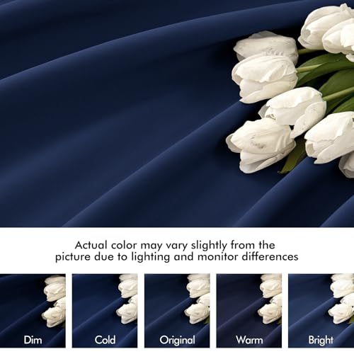 Navy Blue Back Tab Blackout Curtains 52x108 Inch Long 2 Panels Set (2 Count)