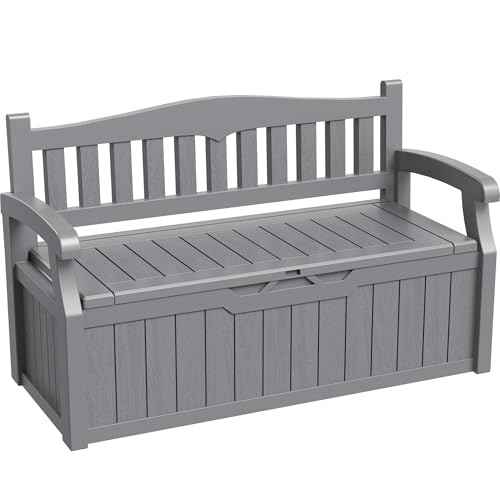 80 Gallon Storage Bench Outdoor Deck Box with Armrest (705.6 Ounce)