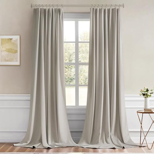 Natural Back Tab Blackout Curtains 52x120 Inch Long 2 Panels Set