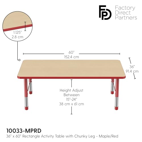 FDP 36" x 60" Rectangle Table with Chunky Legs